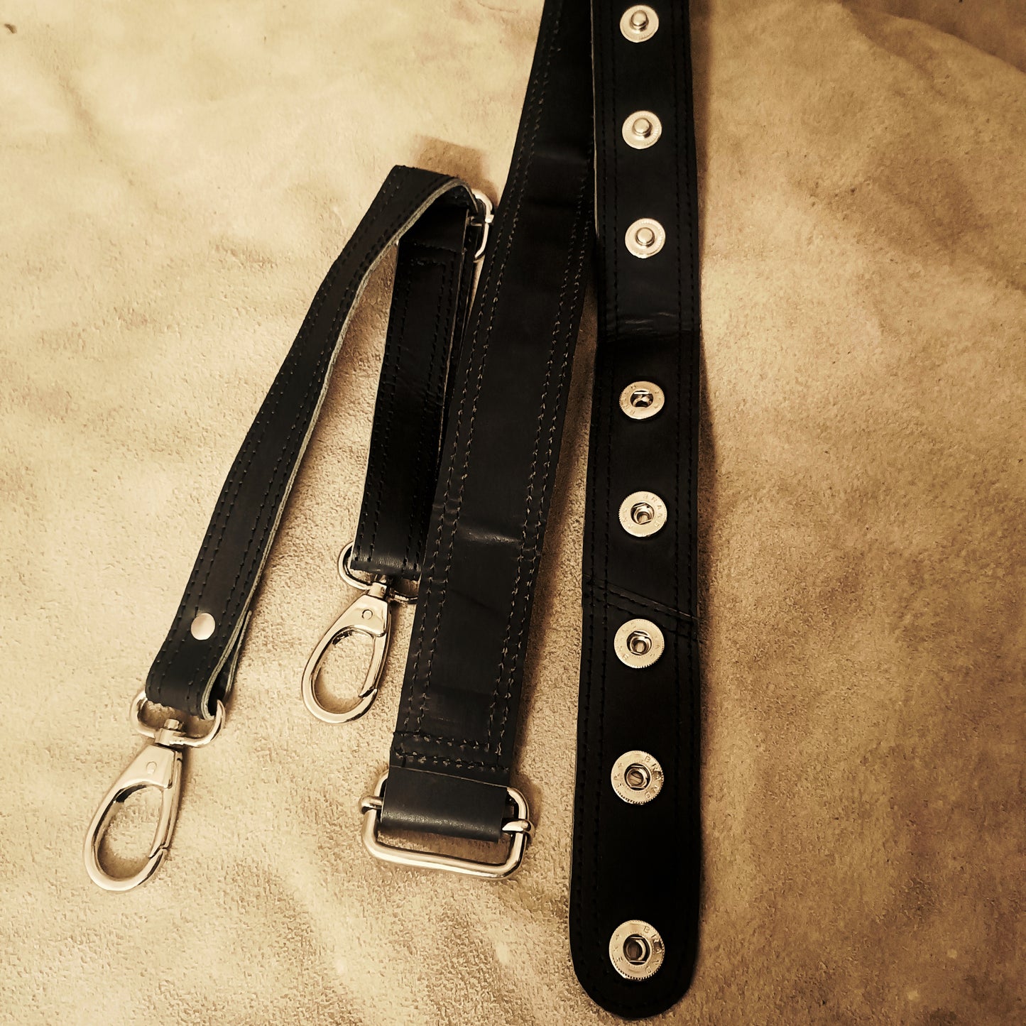 Black Leather Hip Bag – Gothic Utility Belt Pouch with Metal Rings