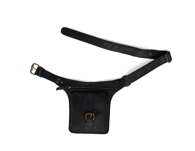 Premium Leather Waist Boho Bag | Leather Travel Hip Bag | Waist Bag | Utility Bag | Boho Bag For Unisex With Adjustable Straps +free gift.