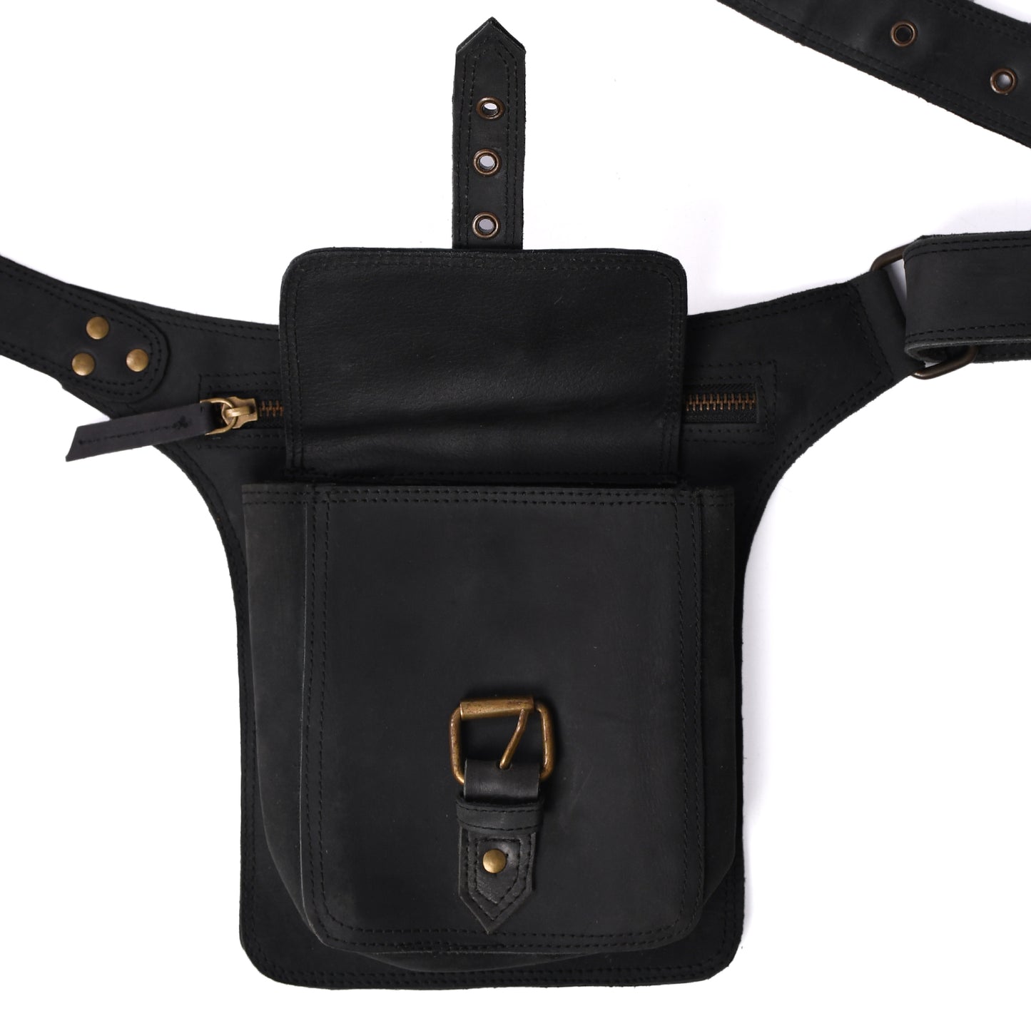 Premium Leather Waist Boho Bag | Leather Travel Hip Bag | Waist Bag | Utility Bag | Boho Bag For Unisex With Adjustable Straps +free gift.