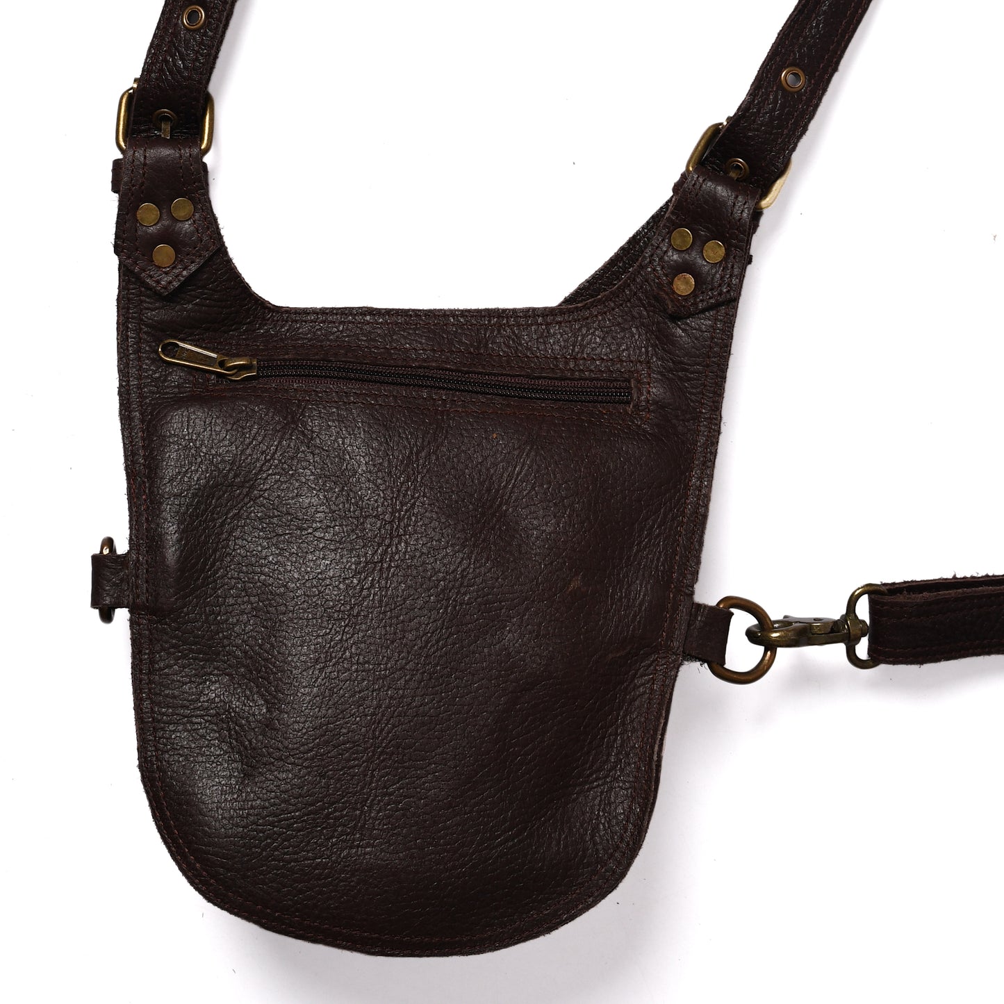 "Handcrafted Leather Holster Bag – Dual Pouch, Adjustable Straps, Unisex"