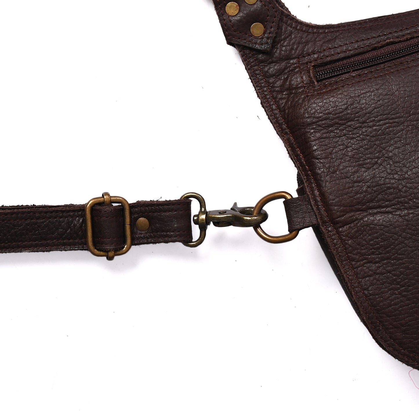"Handcrafted Leather Holster Bag – Dual Pouch, Adjustable Straps, Unisex"