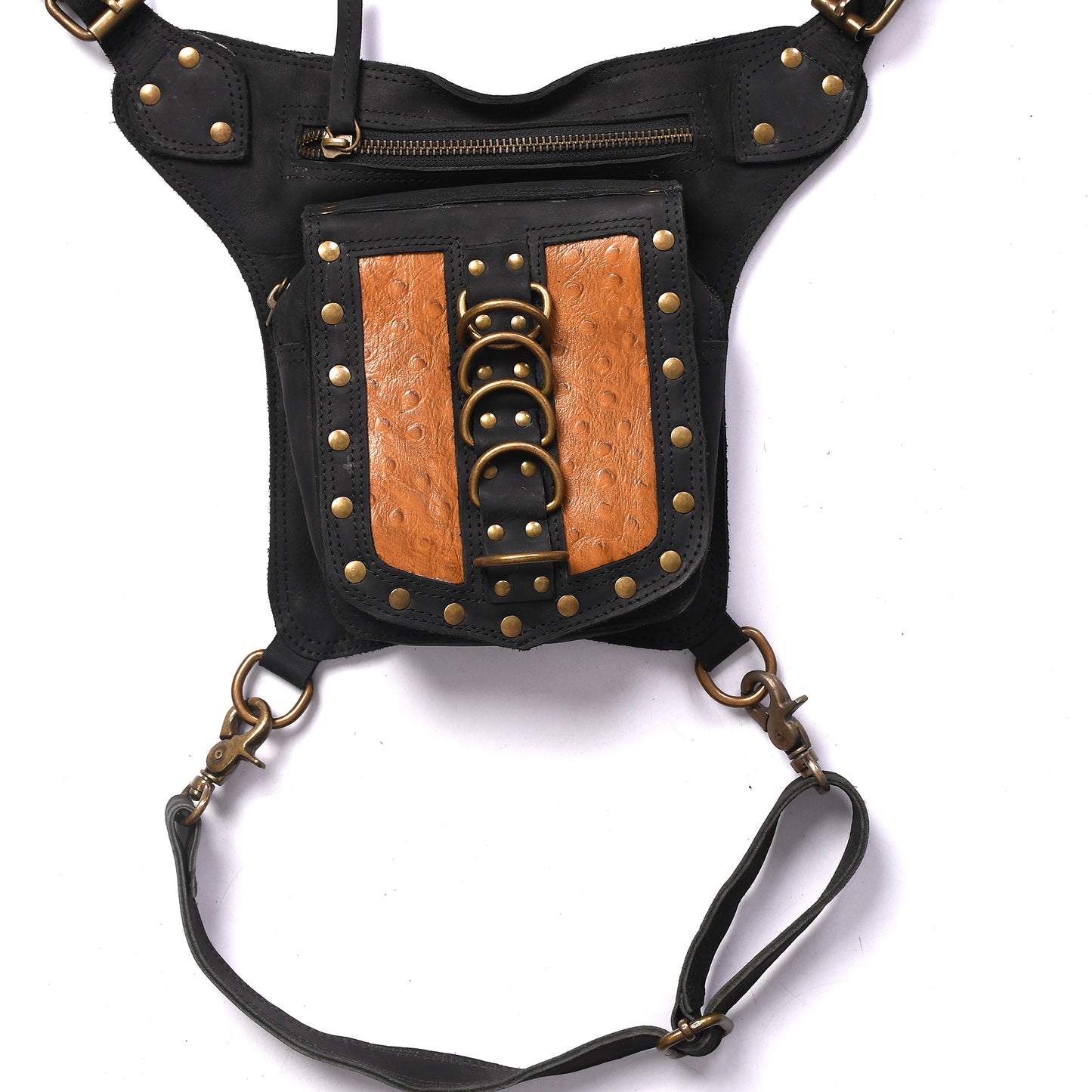 Hip Bag – Boho Utility Belt Pouch with Fringe & Lace-Up Design