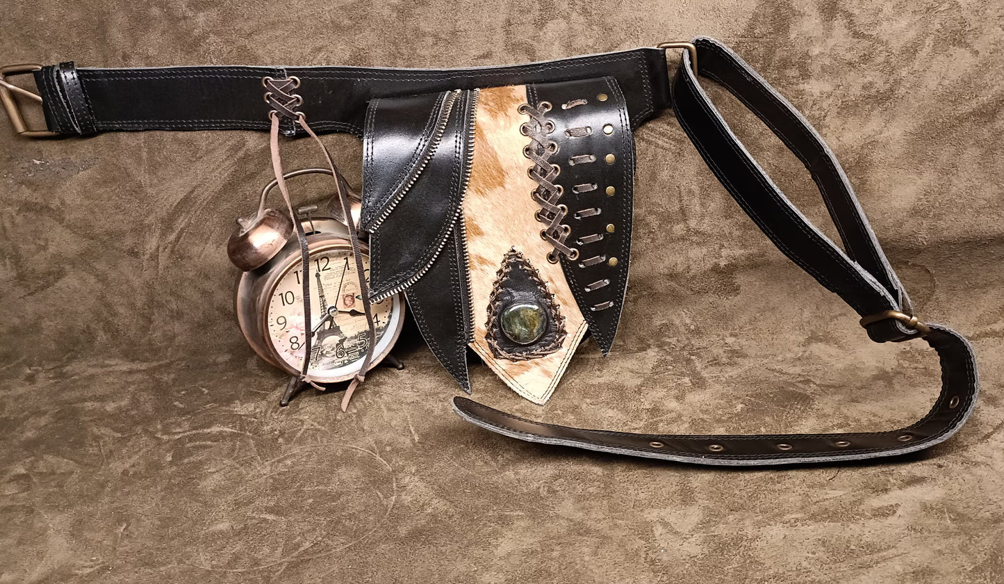 Leather belt pouch hip bag Leather Utility Pocket Belt | Brown Suede | travel belt, fanny pack, vendor belt, festival belt, +free gift