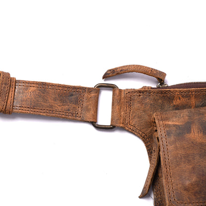 Handmade Leather Waist Bag Combo | Festival Fanny Pack, Boho Hip Pouch (Free Gift)