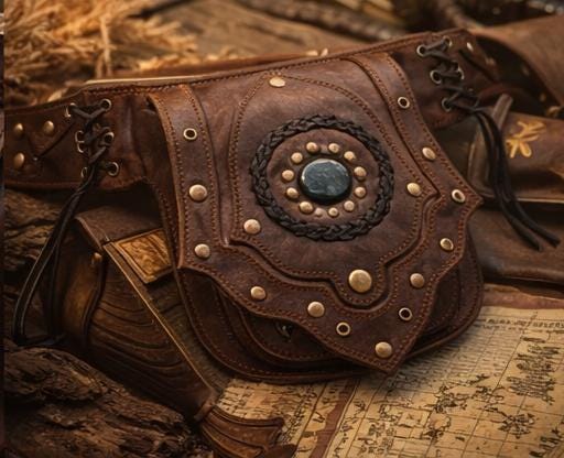 Boho Leather Belt Bag with Stone Detail | Western Festival Hip Pouch