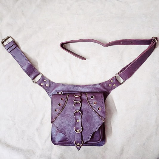 Handmade Woven Leather Fanny Pack — Adjustable Brown Belt Bag