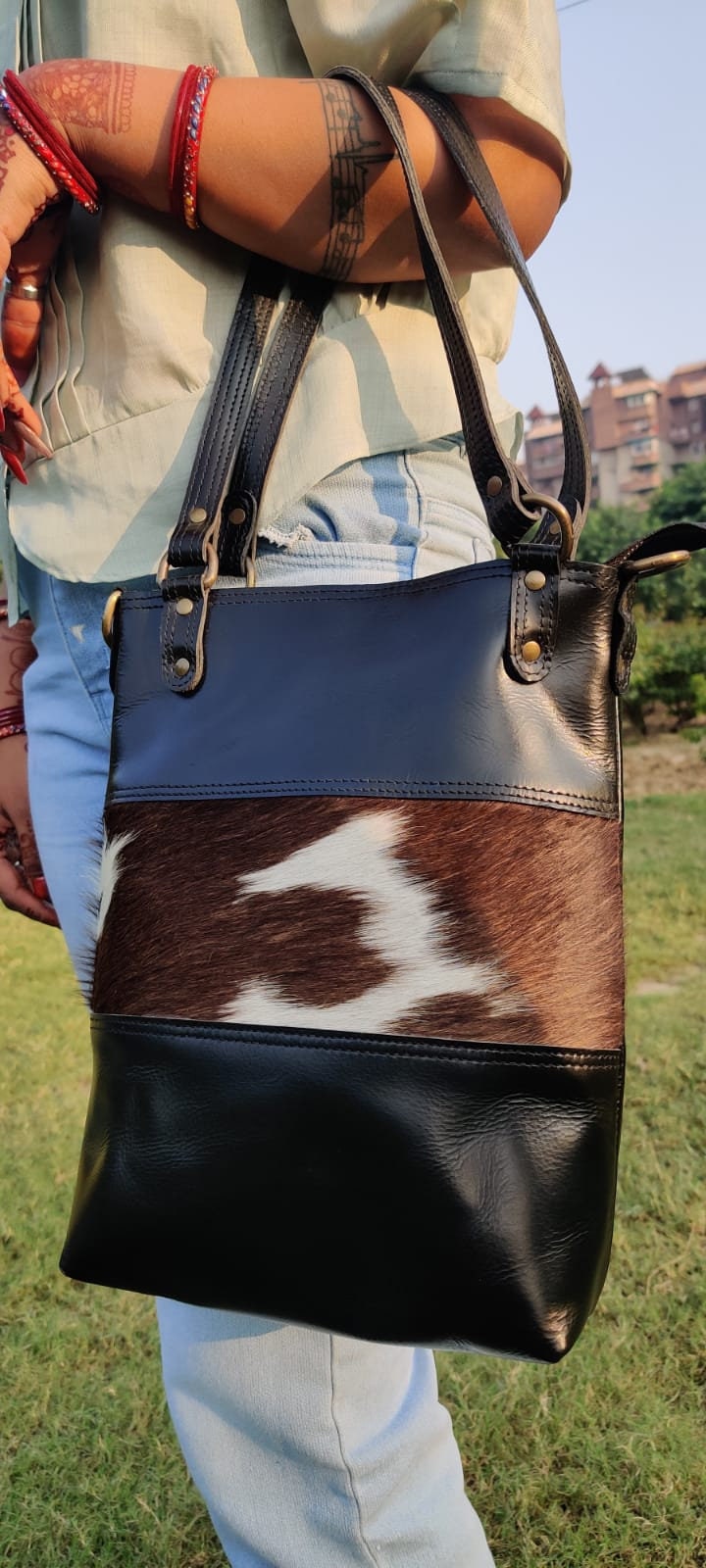 Leather Crossbody Utility Bag: Handmade Boho Festival Shoulder Bag + Free Pouch