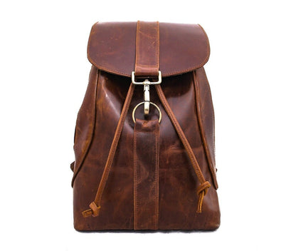 Convertible Brown Leather Backpack Purse: Handmade Adjustable Strap Bag.......