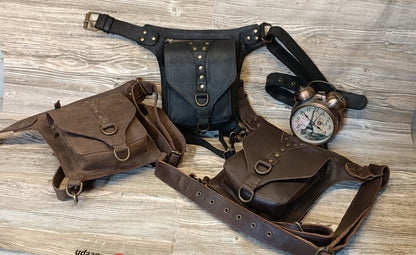 Handmade Full-Grain Leather Festival Belt Pouch | Adjustable Crossbody Waist Bag