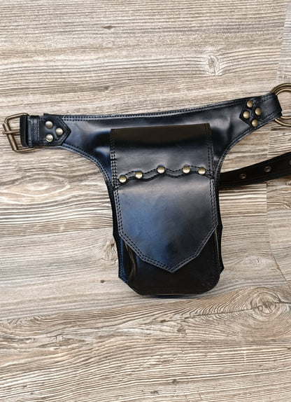 Handmade Leather Belt Bag: Adjustable Crossbody Hip Pouch....