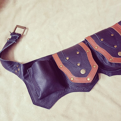 Handmade Leather Belt Pouch: Festival Utility Hip Bag with Adjustable Strap...