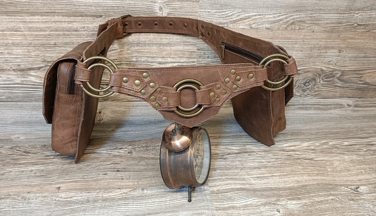Handmade Leather Belt Bag: Adjustable Crossbody Hip Pouch....