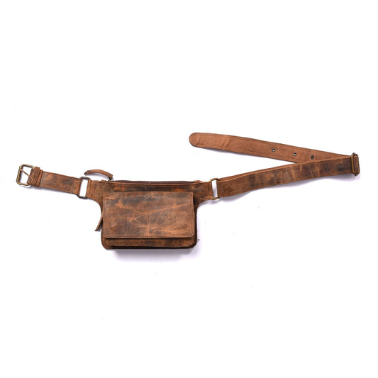 Handmade Leather Belt Pouch: Unisex Travel Waist Bag with Free Gift.