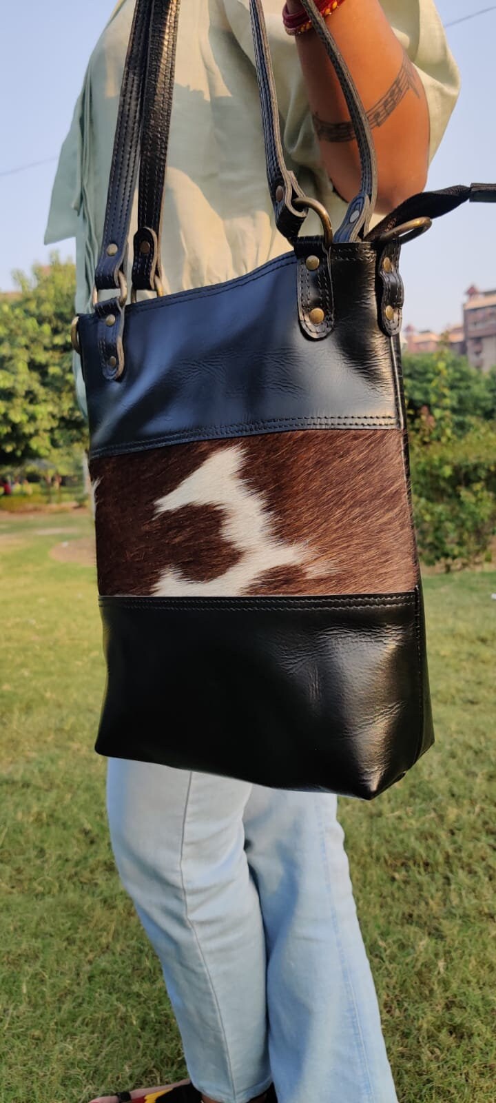 Leather Crossbody Utility Bag: Handmade Boho Festival Shoulder Bag + Free Pouch