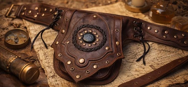 Boho Leather Belt Bag with Stone Detail | Western Festival Hip Pouch