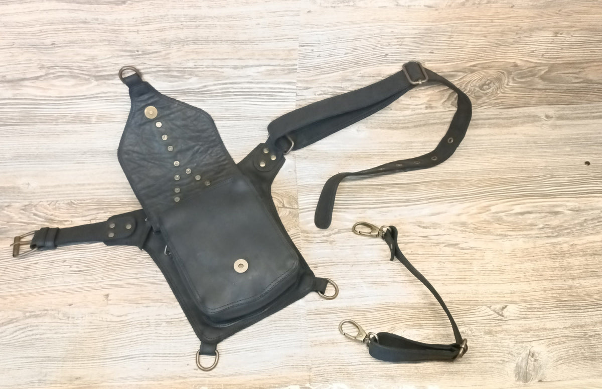 Handmade Leather Belt Pouch: Travel Fanny Pack with Adjustable Strap