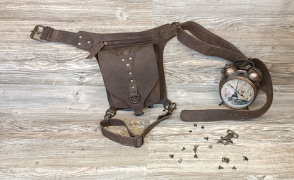 Handmade Full-Grain Leather Festival Belt Pouch | Adjustable Crossbody Waist Bag