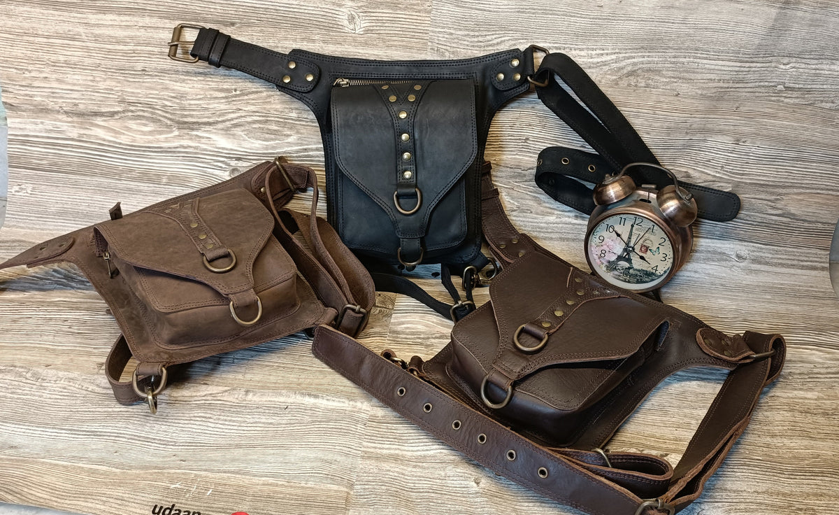 Handmade Leather Belt Pouch: Travel Fanny Pack with Adjustable Strap