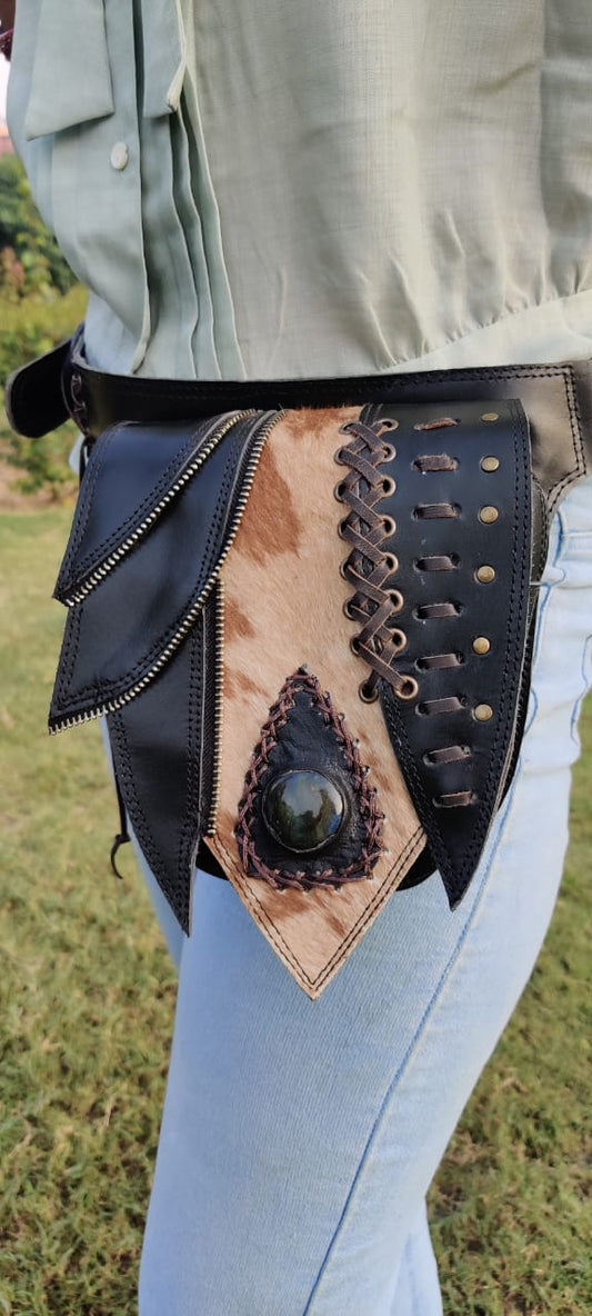 Leather  belt pouch hip bag Leather Utility Pocket Belt | Brown Suede | travel belt, fanny pack, vendor belt, festival belt, +free gift