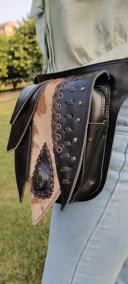 Leather  belt pouch hip bag Leather Utility Pocket Belt | Brown Suede | travel belt, fanny pack, vendor belt, festival belt, +free gift