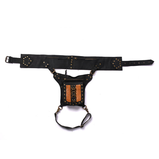 Hip Bag – Boho Utility Belt Pouch with Fringe & Lace-Up Design