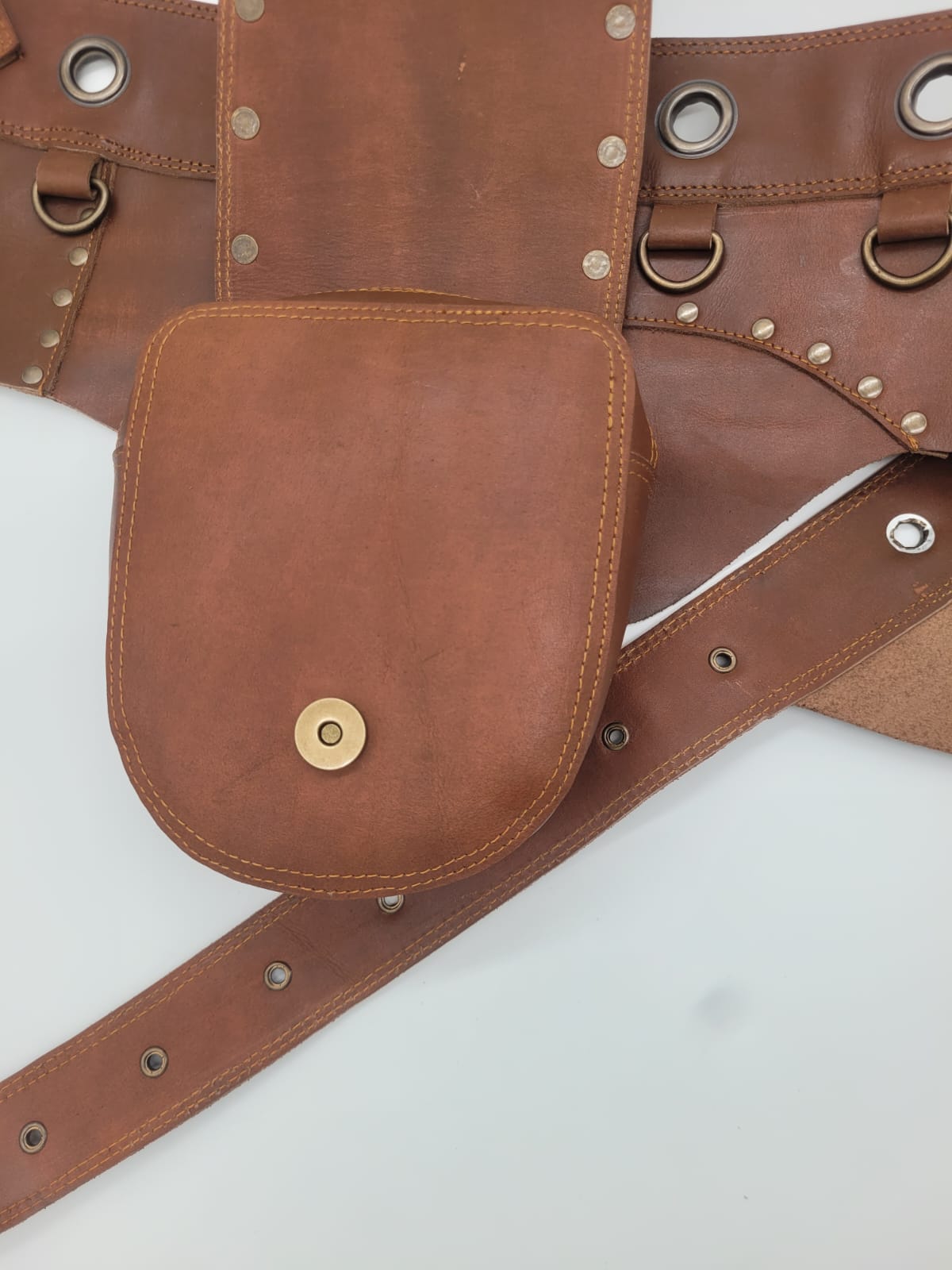 Handcrafted Leather Utility Belt with Pouch – Vintage Steampunk Style