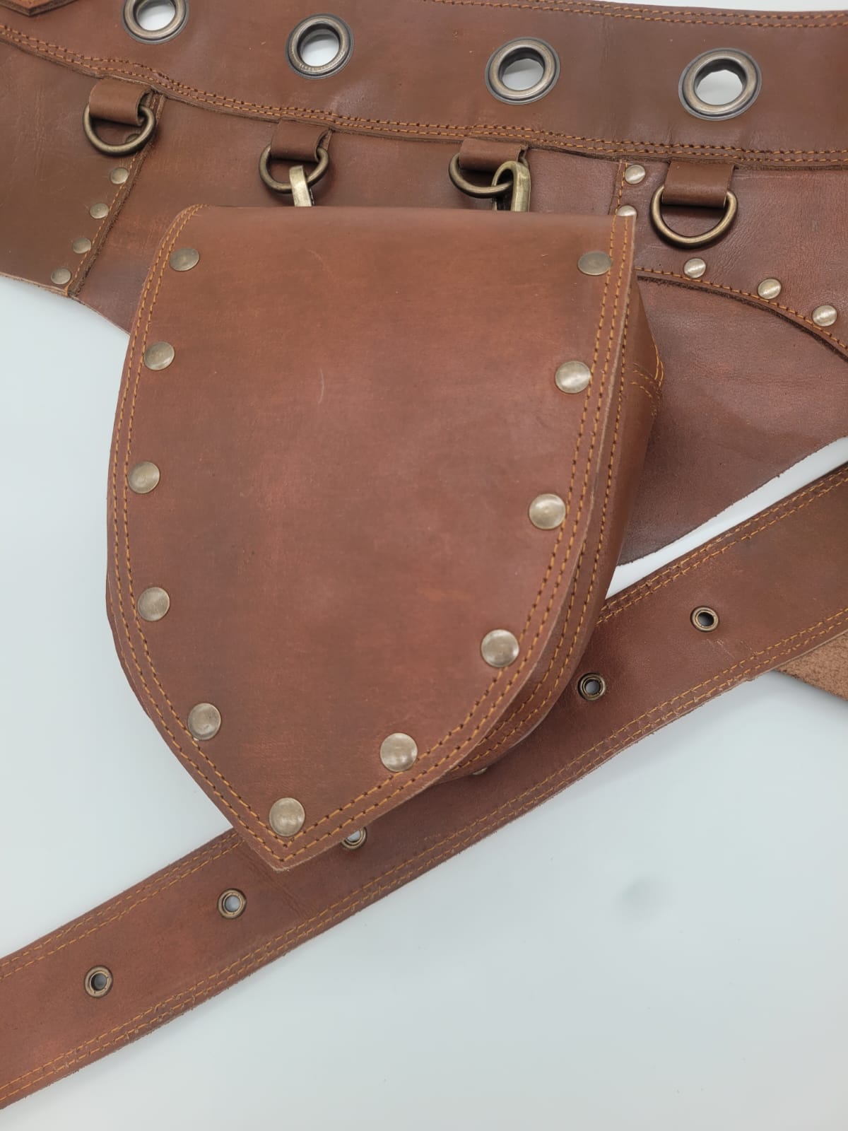 Handcrafted Leather Utility Belt with Pouch – Vintage Steampunk Style