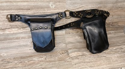 Handmade Leather Belt Bag: Adjustable Crossbody Hip Pouch....