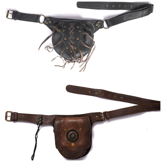 Handmade Leather Belt Pouch Combo | 2 Utility Hip Bags + Free Gift | Festival Fanny Pack