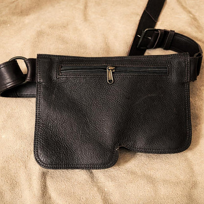 Handmade Leather Belt Bag, Medieval Fantasy Waist Pouch, Steampunk Hip Bag