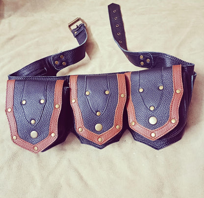 Handmade Leather Belt Pouch: Festival Utility Hip Bag with Adjustable Strap...
