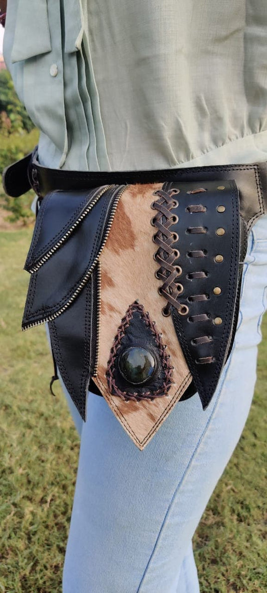 Handmade Leather Belt Pouch: Brown Suede Utility Hip Bag....