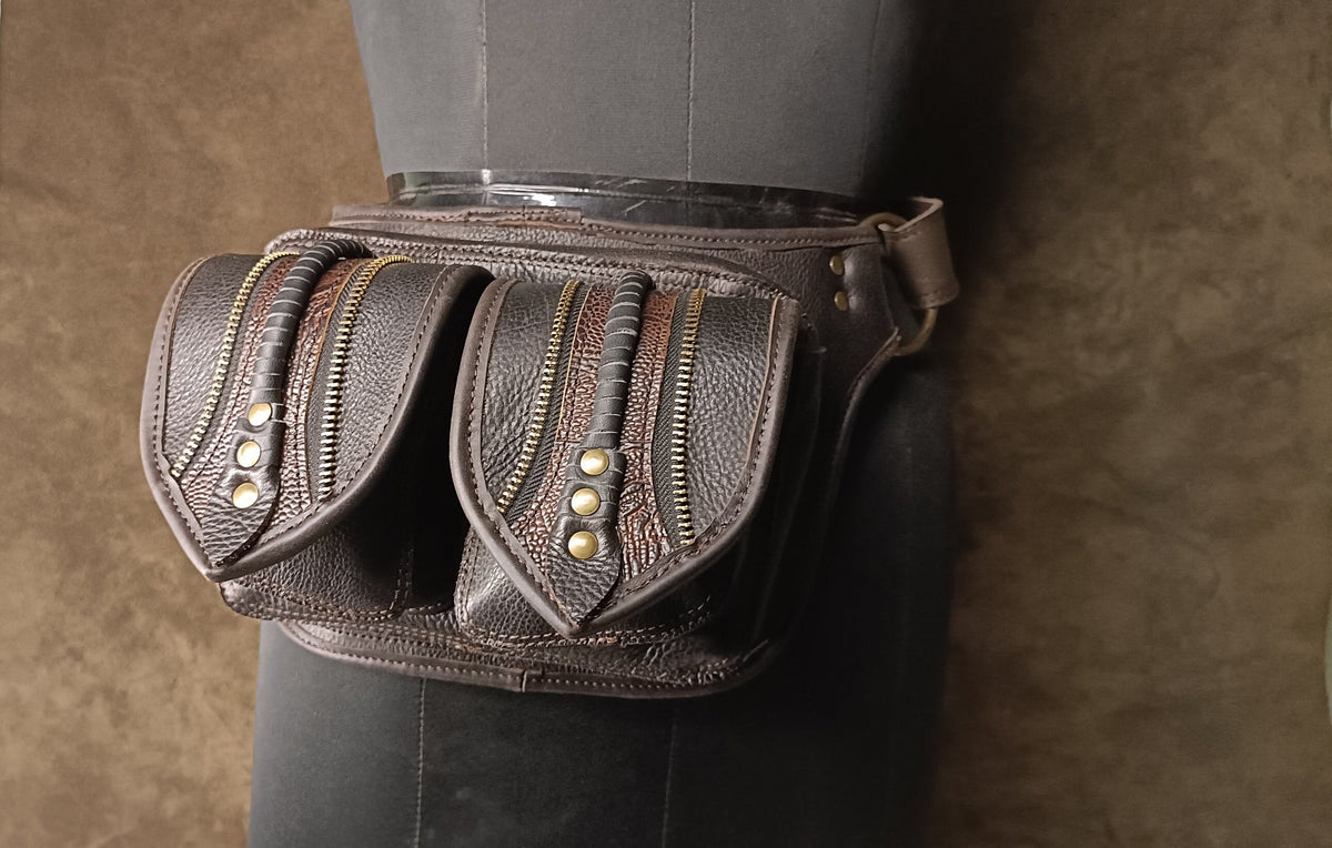 Handmade Leather Belt Pouch: Festival Hip Bag with Adjustable Strap...