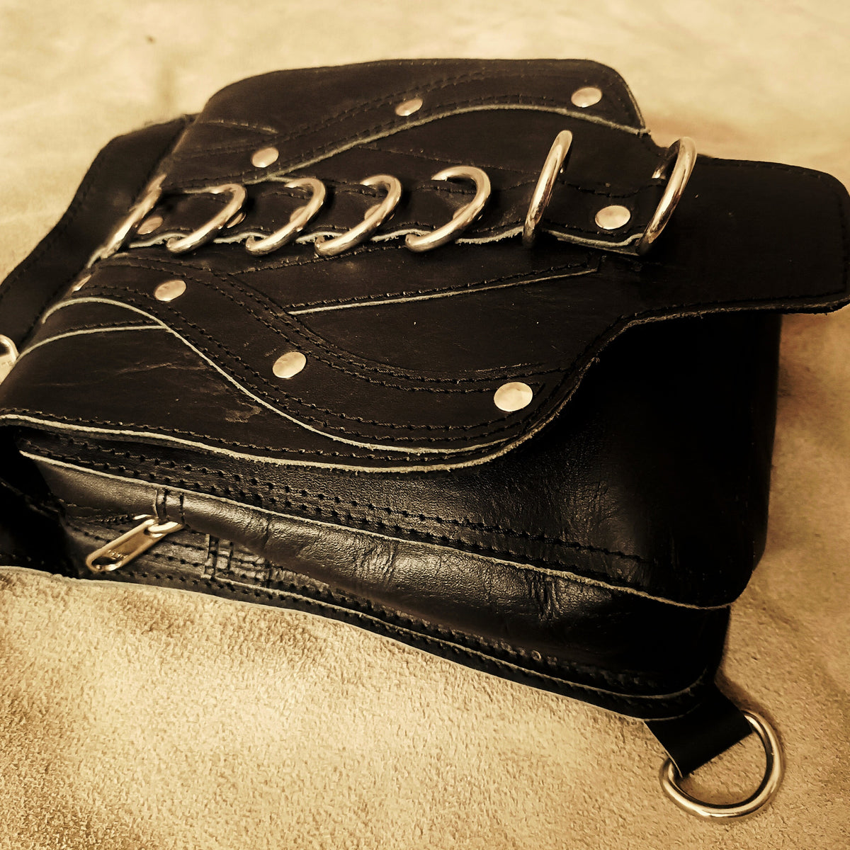 Hip Bag + Thigh Bag + Belt Pouch  Set | Festival Biker Gothic Studded Unisex Crossbody Gear