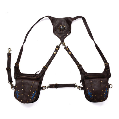 Combo of Leather Holster Bags | Burning Man Unisex Belt Pouch + Free Gift | Festival Utility Waist Bag | Handmade free gift..