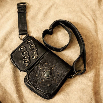 Handmade Leather Belt Bag, Medieval Fantasy Waist Pouch, Steampunk Hip Bag