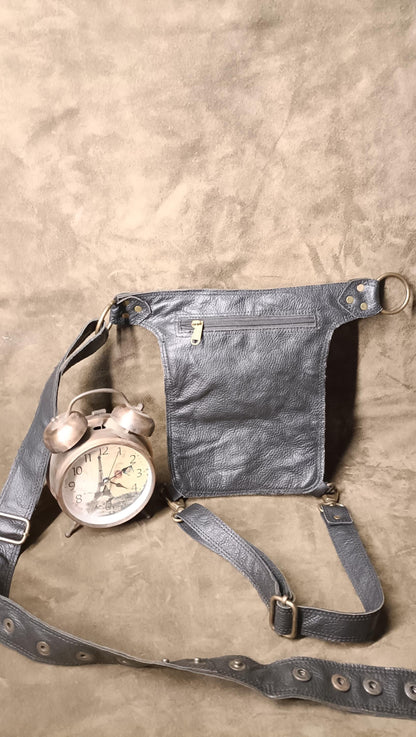 Handmade Leather Belt Pouch Combo | Gemstone Detail, Steampunk Biker Style (Free Gift)