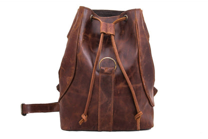 Convertible Brown Leather Backpack Purse: Handmade Adjustable Strap Bag.......