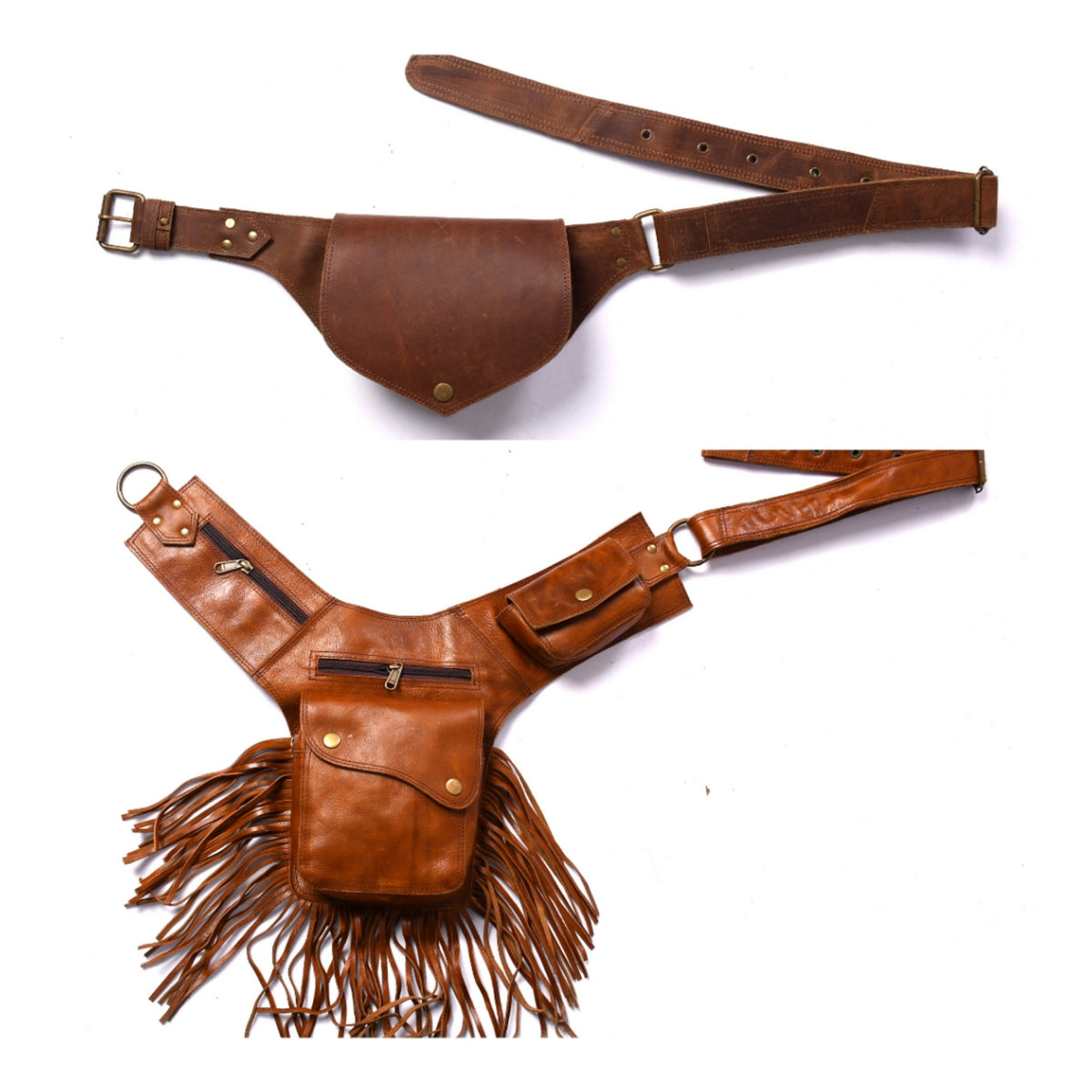 Handmade Leather Belt Pouch Set | 2 Utility Bags + Free Gift (Festival Bundle)
