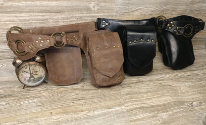 Handmade Leather Belt Bag: Adjustable Crossbody Hip Pouch....
