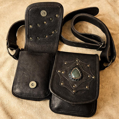 Handmade Leather Belt Bag, Medieval Fantasy Waist Pouch, Steampunk Hip Bag
