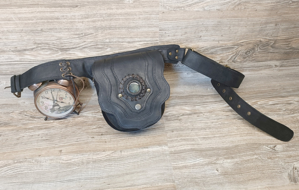 Handmade Leather Hip Bag: Festival Waist Pouch with Adjustable Strap..