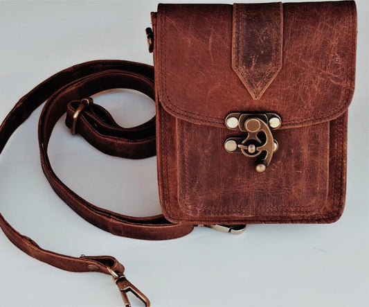 Handmade Leather Utility Belt Pouch: Adjustable Travel Bag with Free Gift..