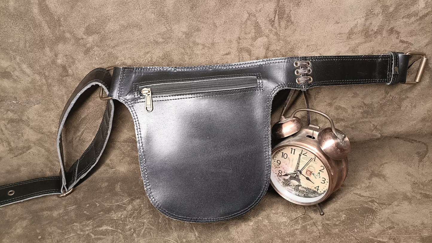Leather  belt pouch hip bag Leather Utility Pocket Belt | Brown Suede | travel belt, fanny pack, vendor belt, festival belt, +free gift